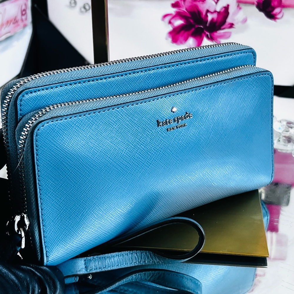 Kate Spade Blue leather double compartment Wallet